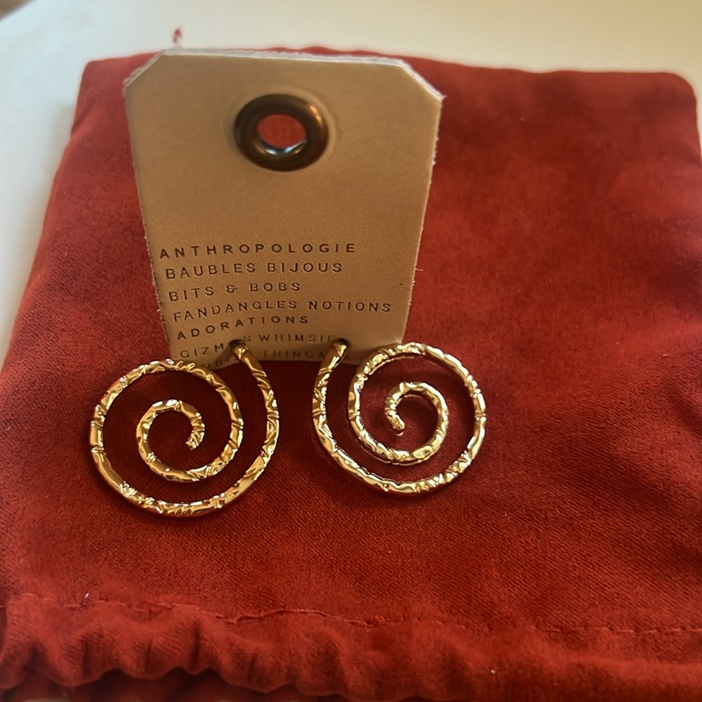 NWT Anthropology Hammered Hoop earrings